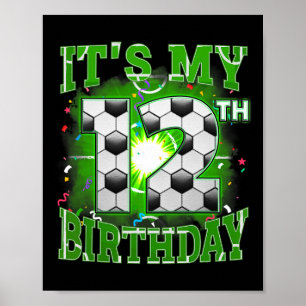 Poster C'est mon 12e anniversaire de football pour garçon