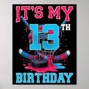 Poster C'est mon 13e anniversaire Hockey 13 ans Crème gla