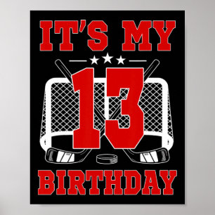 Poster C'est mon 13e anniversaire Thème de hockey sur gla
