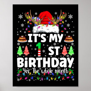 Poster C'est mon 1er anniversaire de Noël Funny Bday Xmas