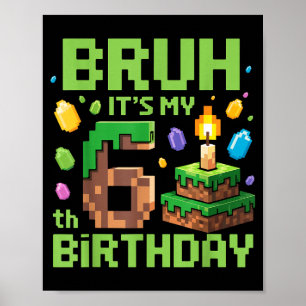 Poster C'est mon 6e anniversaire Drôle de jeu pour garçon