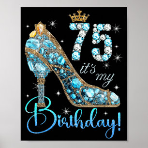 Poster C'est mon 75e anniversaire Femme Reine Couronne de