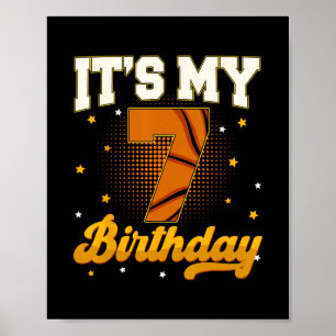 Poster C'est mon 7e anniversaire Sketll Boy 7 ans Cadeaux