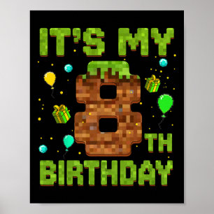Poster C'est mon 8e anniversaire Jeu pixel anniversaire g