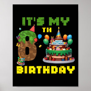 Poster C'est mon 8ème anniversaire garçon fête d'annivers