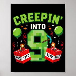 Poster C'est mon 9ème anniversaire garçon joueur qui se g