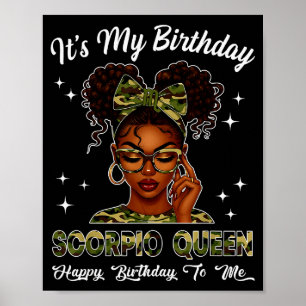 Poster C'est mon anniversaire Scoro Queen Camo Bow Afro N