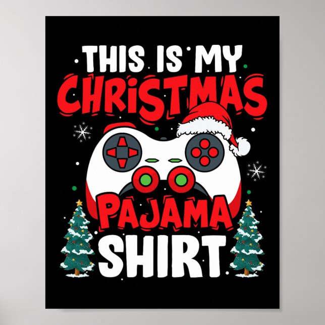 Poster C'Est Mon Jeu Vidéo Pajama De Noël Gamer Boys (Devant)