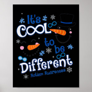 Poster C'est Noël Cool d'être différent - Autisme Aware