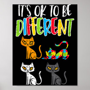 Poster C'est Ok D'être Différent Puzzle Chat Mignon Awar