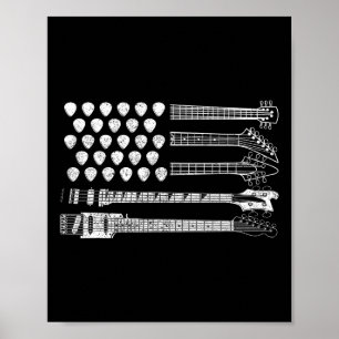 Poster C'est parti pour le Rock N Roll Guitare Rétro Drap
