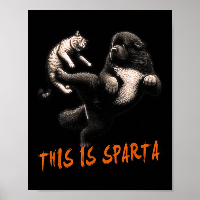 Poster C'Est Sparta - Chien Vs Chat (Devant)