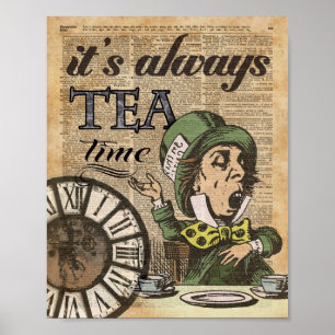 Poster C'est toujours l'heure du thé Mad Hatter Dictionar