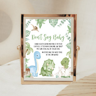 Poster C'est un Baby shower Dinosaure Garçon Ne dis pas B
