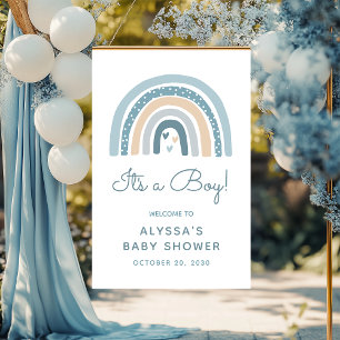 Poster C'est un garçon Baby Shower Boho Arc-en-ciel de bi