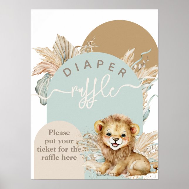 Poster C'est un garçon Safari Thème Lion Baby shower (Devant)