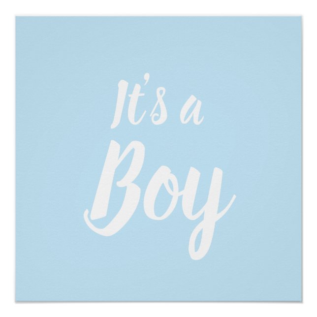 Poster C'est un garçon, un baby shower bleu clair, révèle (Devant)