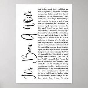 Poster C'est un temps blanc Script Chanson Lyric Print