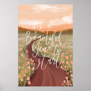 Poster C'Est Une Belle Année Pour Commencer Floral Meadow