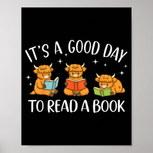 Poster C'est une bonne journée pour lire un livre vache d