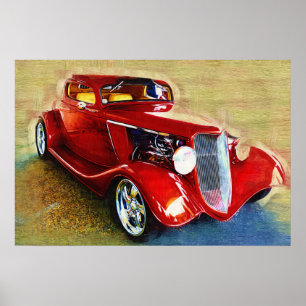 Poster C'est une Classique ! Belle voiture rouge