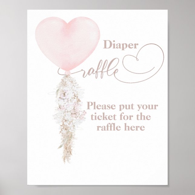 Poster C'est une couche de Baby shower Fille Pink Heart B (Devant)
