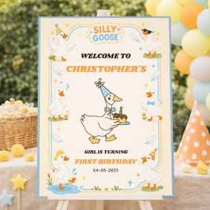 Poster C'est UNE drôle d'oie rétro 1er anniversaire amusa