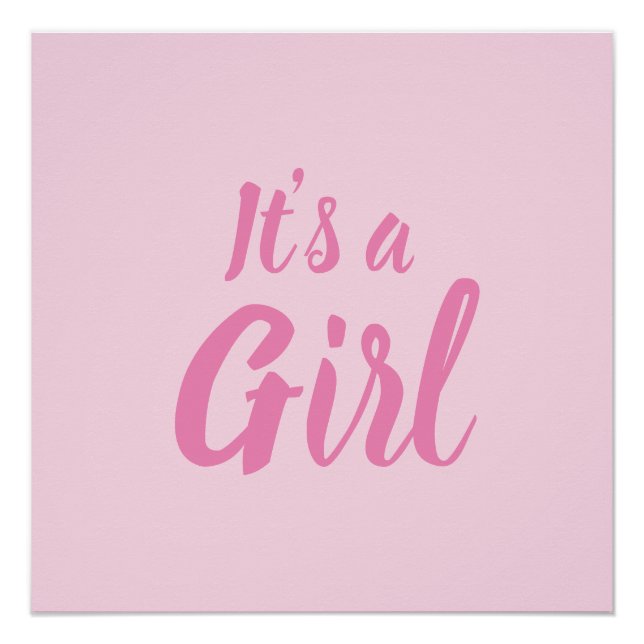 Poster C'est une fille, baby shower rose clair, révélatio (Devant)