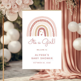 Poster C'est une fille Boho Rainbow Baby shower Bienvenue