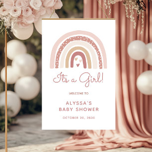 Poster C'est une fille Boho Rainbow Baby shower Bienvenue