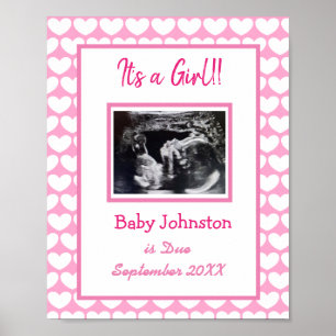 Poster C'est une fille, Grossesse Faire-part Ultrasound P