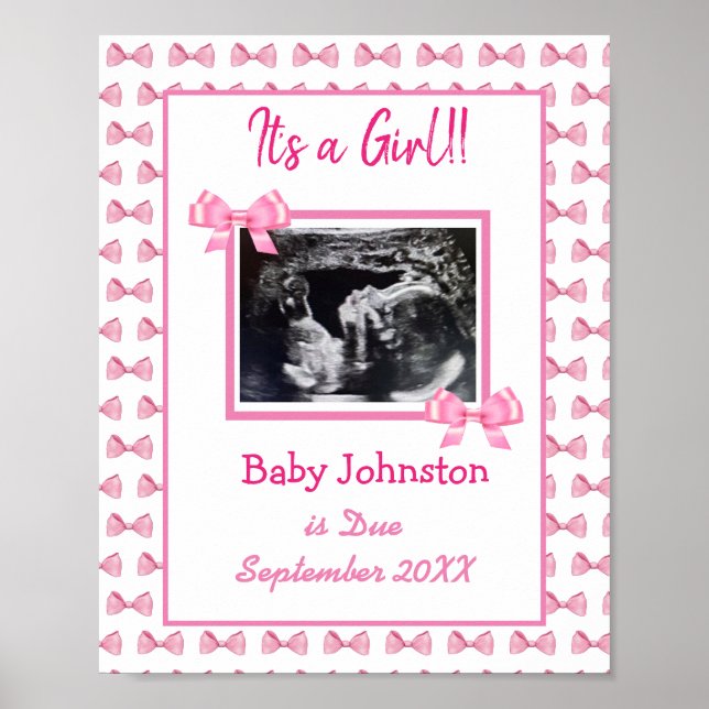 Poster C'est une fille, Grossesse Faire-part Ultrasound P (Devant)
