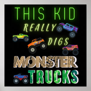 Poster Cet Enfant A Vraiment Digéré Des Camions Monster