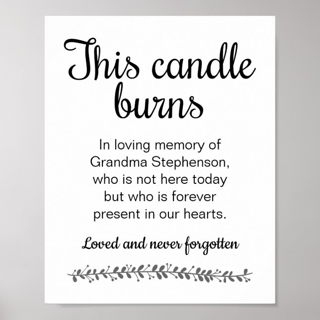Poster Cette Bougie Brûle En Mémoire Du Signe Mariage (Devant)