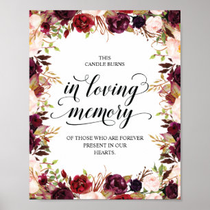 Poster Cette bougie brûle en souvenir affectueux Panneau 