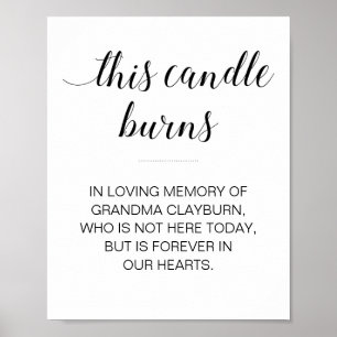 Poster Cette bougie brûle en souvenir personnalisé