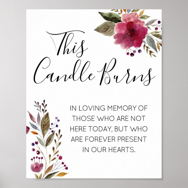 Poster Cette bougie brûle le mémorial du Mariage d'aquare (Devant)