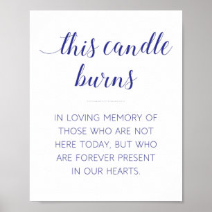 Poster Cette bougie brûle Mémorial Mariage Bleu Marine