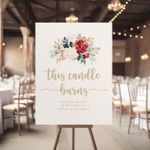 Poster Cette bougie brûle pancarte Fleurs Classiques Or