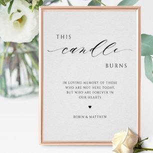 Poster Cette bougie brûle, panneau de mariage en souvenir