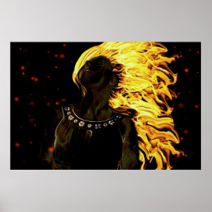 Poster cette fille est sur le feu