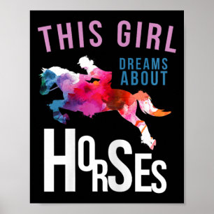 Poster Cette Fille Rêve De Chevaux - Cheval Jumping