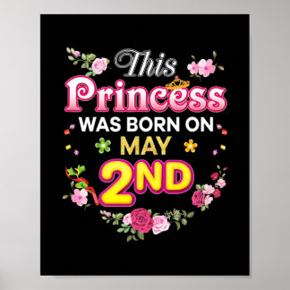Poster Cette Princesse Est Née Le 2 Mai Joyeux