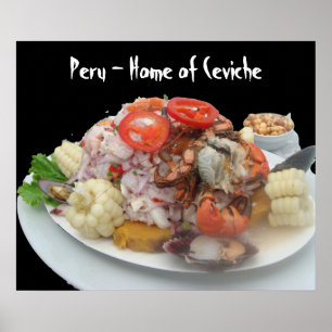 Poster Ceviche con Mariscos -on Arrière - plan noir drama