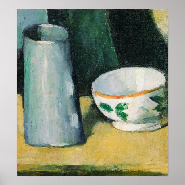 Poster Cézanne - Bol et pot à lait (Devant)