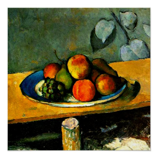 Poster Cezanne - Pêche, poires et raisins (Devant)