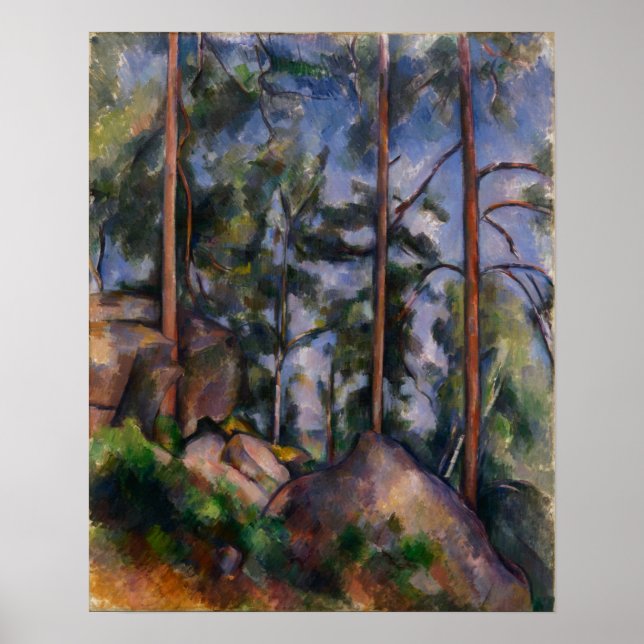 Poster Cézanne - Pins Et Rochers Fontainebleau (Devant)