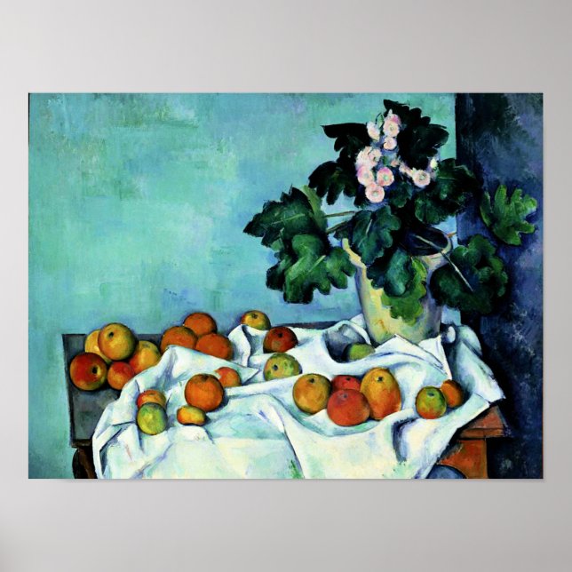 Poster Cezanne - Vie morte avec pommes et primeurs (Devant)