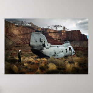 Poster CH-46E Sea Knight Helicopter