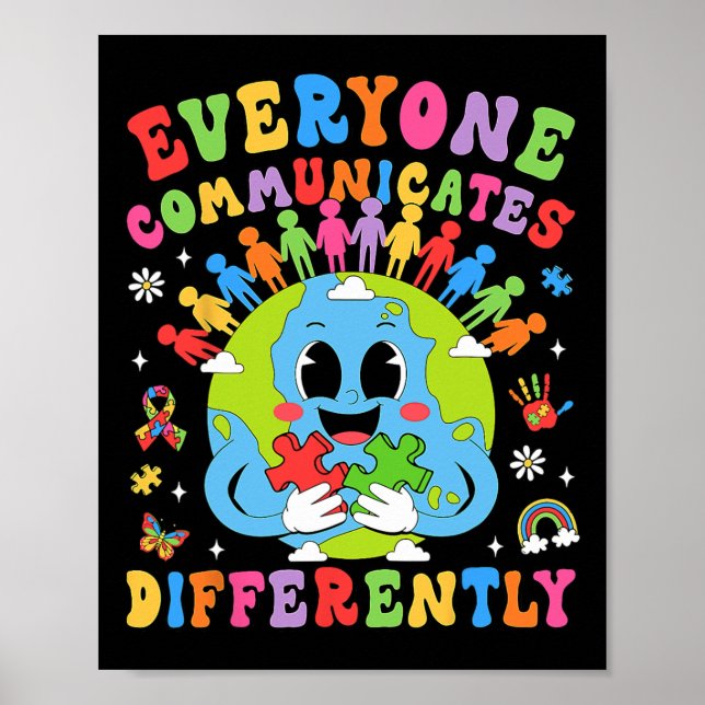 Poster Chacun Communique Différemment L'Autisme Discours  (Devant)